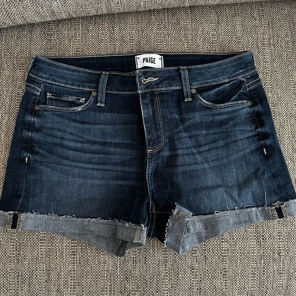 PAIGE Dark Blue Denim Shorts